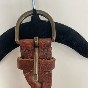 Brown leather braided belt